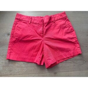 Nautica Womens Pink Stretch Cotton Chino Shorts Size 8 Mid Rise 4 Inch Inseam
